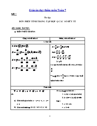 Kế hoạch dạy thêm Toán Lớp 7 - Chương trình học kì 1