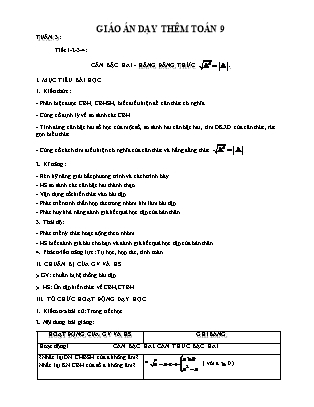 Kế hoạch dạy thêm Toán Lớp 9 - Chương trình cả năm