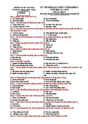 Kỳ thi khảo sát chất lượng Địa lí Lớp 9 - Trường THCS Phát Diệm (Có đáp án)