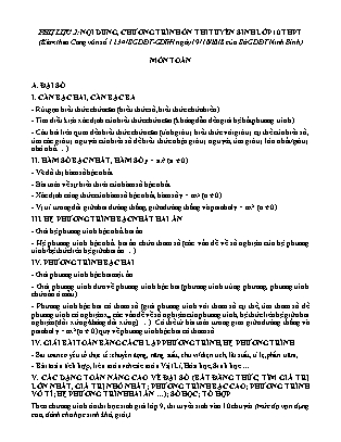 Nội dung, chương trình ôn thi vào Lớp 10 THPT