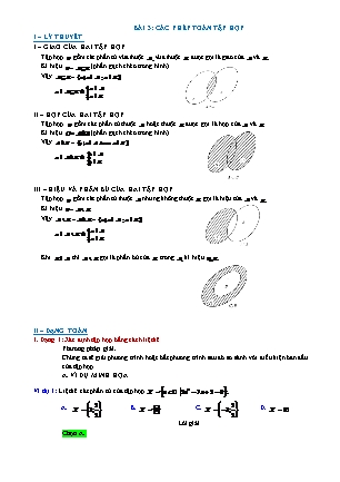 Trắc nghiệm Đại số Lớp 10 - Chương 1 - Bài 3: Các phép toán tập hợp (Có đáp án)