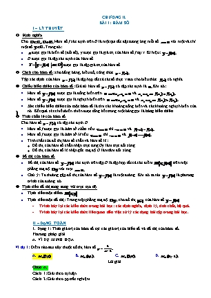 Trắc nghiệm Đại số Lớp 10 - Chương 2 - Bài 1: Hàm số (Có đáp án) Trắc nghiệm Đại số Lớp 10 - Chương 2 - Bài 1: Hàm số (Có đáp án)