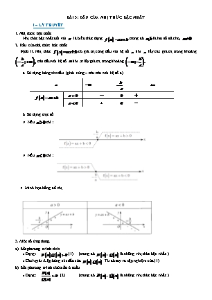 Trắc nghiệm Đại số Lớp 10 - Chương 4 - Bài 3: Dấu của nhị thức bậc nhất (Có đáp án)
