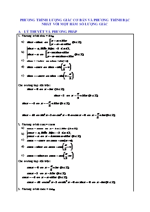 Trắc nghiệm Giải tích Lớp 11 - Chương 1 - Bài 2: Phương trình lượng giác cơ bản và phương trình bậc nhất với một hàm số lượng giác (Có đáp án)