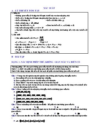 Trắc nghiệm Giải tích Lớp 11 - Chương 2 - Bài 5: Xác suất (Có đáp án)