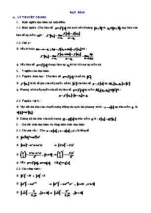 Trắc nghiệm Giải tích Lớp 11 - Chương 5 - Bài 6: Đạo hàm (Có đáp án)