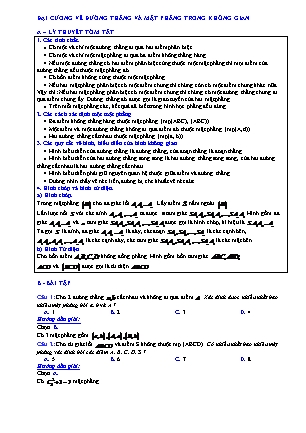 Trắc nghiệm Hình học Lớp 11 - Chương 2 - Bài 1: Đại cương về đường thẳng và mặt phẳng trong không gian (Có đáp án) Trắc nghiệm Hình học Lớp 11 - Chương 2 - Bài 1: Đại cương về đường thẳng và mặt phẳng trong không gian (Có đáp án)