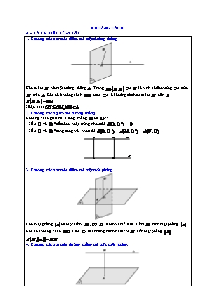 Trắc nghiệm Hình học Lớp 11 - Chương 3 - Bài 5: Khoảng cách (Phần 1)