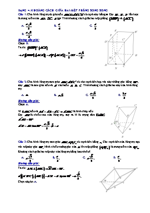 Trắc nghiệm Hình học Lớp 11 - Chương 3 - Bài 5: Khoảng cách (Phần 2)