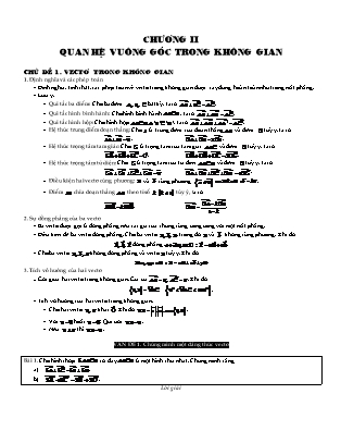 Tự luận Hình học Lớp 11 - Chương 2 - Chủ đề 1: Vecto trong không gian