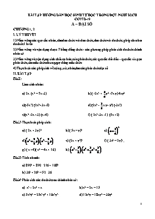 Bài tập ôn tập Đại số Lớp 8