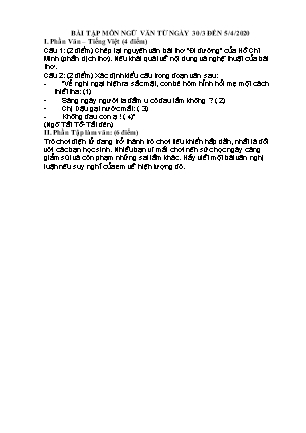 Bài tập ôn tập Ngữ văn Lớp 8