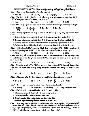 Bài tập ôn tập Vật lí Lớp 9 - Phiếu số 3