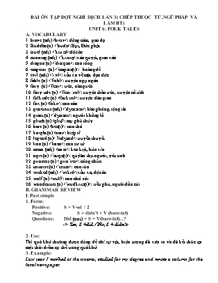 Bài tập Tiếng Anh Lớp 8 - Unit 6: Folk tales
