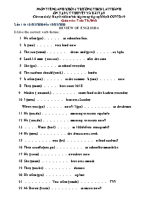 Bài tập tự học Tiếng Anh Lớp 6 - Tuần 1 - Trường THCS Lai Thành