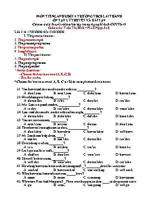 Bài tập tự học Tiếng Anh Lớp 9 - Tuần 2 - Trường THCS Lai Thành