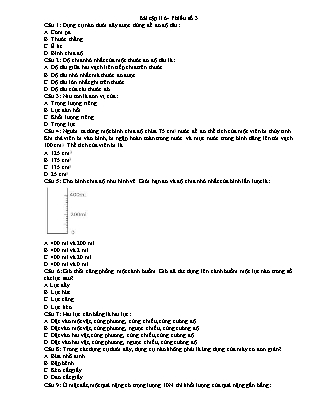 Bài tập Vật lí Lớp 6 - Phiếu số 3