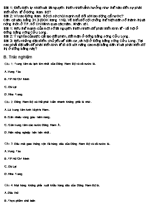 Câu hỏi ôn tập Địa lí Lớp 7