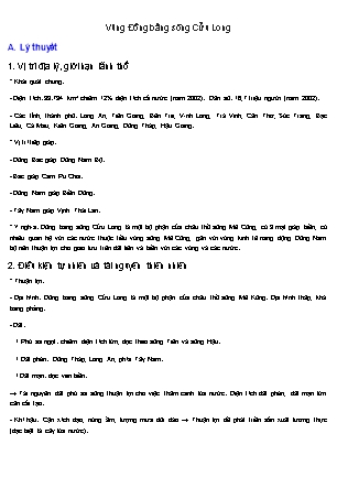 Câu hỏi ôn tập Địa lí Lớp 9 - Vùng đồng bằng sông Cửu Long