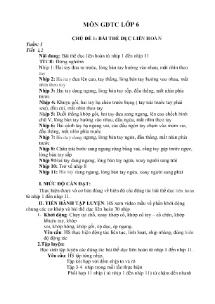 Chủ đề Giáo dục thể chất Lớp 6 - Chủ đề 1: Bài thể dục liên hoàn - Trường THCS Hùng Vương