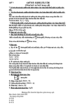 Chủ đề Vật lí Lớp 9 - Chủ đề: Định luật Ôm - Năm học 2021-2022 - Trường THCS Trần Hưng Đạo