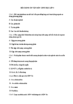 Đề cương ôn tập Sinh học Lớp 9