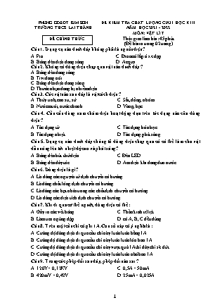 Đề kiểm tra chất lượng cuối học kì 2 Vật lí Lớp 7 - Năm học 2021-2022 - Trường THCS Lai Thành (Có ma trận và đáp án)
