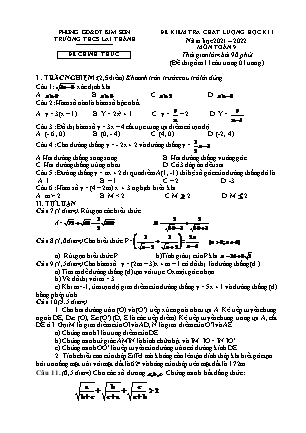 Đề kiểm tra chất lượng học kì 1 Toán Lớp 9 - Năm học 2021-2022 - Trường THCS Lai Thành (Có đáp án)