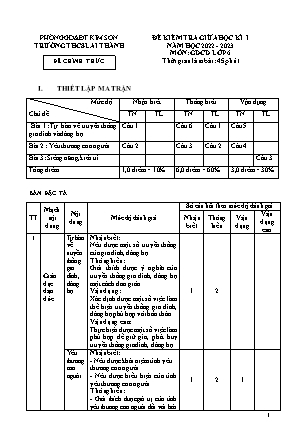 Đề kiểm tra giữa học kì 1 Giáo dục công dân Lớp 6 - Năm học 2022-2023 - Trường THCS Lai Thành (Có ma trận và đáp án)