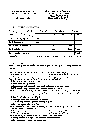 Đề kiểm tra giữa học kì 1 Giáo dục công dân Lớp 8 - Năm học 2022-2023 - Trường THCS Lai Thành (Có ma trận và đáp án)