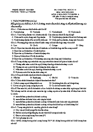 Đề kiểm tra học kì 2 Khoa học tự nhiên Lớp 6 - Năm học 2022-2023 - Trường THCS Lai Thành (Có đáp án)