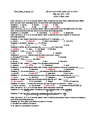 Đề ôn thi tuyển sinh vào Lớp 10 môn Tiếng Anh - Năm học 2022-2023 - Trường THCS Kim Hải (Có đáp án)
