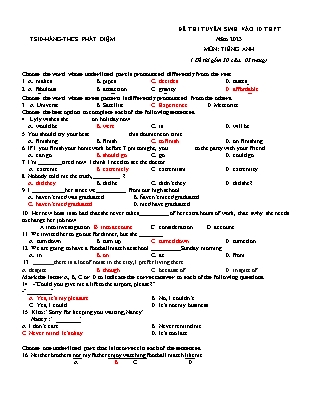 Đề ôn thi tuyển sinh vào Lớp 10 môn Tiếng Anh - Năm học 2022-2023 - Trường THCS Phát Diệm (Có đáp án)