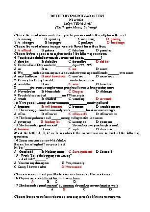 Đề ôn thi tuyển sinh vào Lớp 10 môn Tiếng Anh - Năm học 2022-2023 - Trường THCS Kim Chính (Có đáp án)