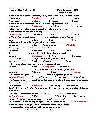 Đề ôn thi tuyển sinh vào Lớp 10 THPT môn Tiếng Anh - Đề 1 - Năm học 2022-2023 - Trường THCS Ninh Tiến (Có đáp án)