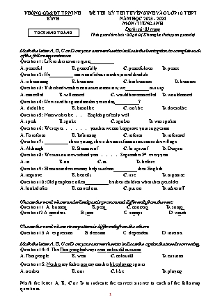 Đề ôn thi tuyển sinh vào Lớp 10 THPT môn Tiếng Anh - Đề 2 - Năm học 2022-2023 - Trường THCS Ninh Thành (Có đáp án)
