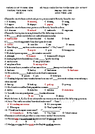Đề tham khảo ôn thi tuyển sinh vào Lớp 10 THPT môn Tiếng Anh - Đề số 1 - Năm học 2022-2023 - Trường THCS Ninh Phúc (Có đáp án)