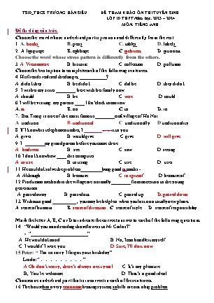 Đề tham khảo ôn thi tuyển sinh vào Lớp 10 THPT môn Tiếng Anh - Đề 2 - Năm học 2022-2023 - Trường THCS Hán Siêu (Có đáp án)