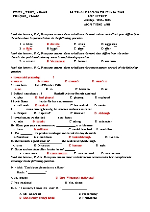 Đề tham khảo ôn thi tuyển sinh vào Lớp 10 THPT môn Tiếng Anh - Năm học 2022-2023 - Trường THCS Khánh Thượng (Có đáp án)