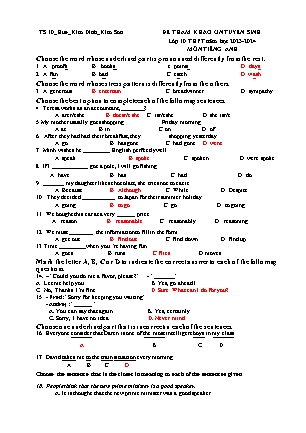 Đề tham khảo ôn thi vào Lớp 10 THPT môn Tiếng Anh - Năm học 2022-2023 - Trường THCS Kim Định (Có đáp án)