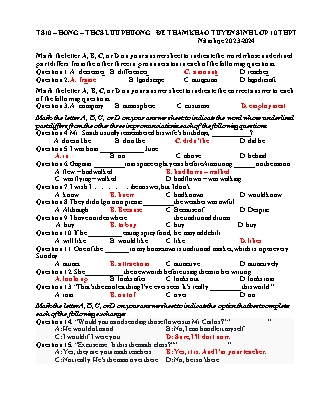 Đề tham khảo ôn thi vào Lớp 10 THPT môn Tiếng Anh - Năm học 2022-2023 - Trường THCS Lưu Phương (Có đáp án)