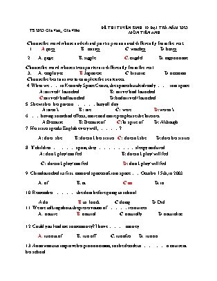 Đề tham khảo ôn thi vào Lớp 10 THPT môn Tiếng Anh - Năm học 2022-2023 - Trường THCS Gia Vân (Có đáp án)
