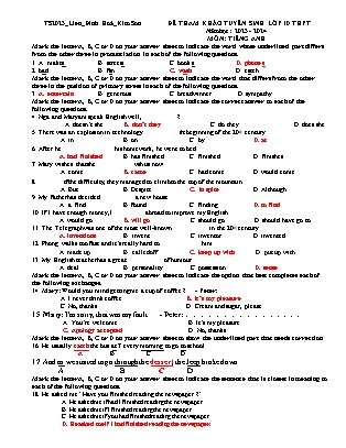 Đề tham khảo ôn thi vào Lớp 10 THPT môn Tiếng Anh - Năm học 2022-2023 - Trường THCS Định Hóa (Có đáp án)