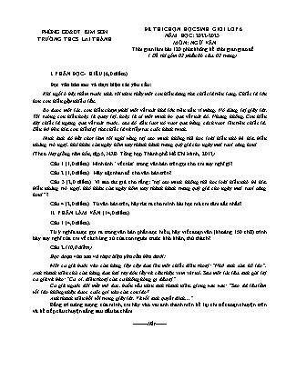 Đề thi chọn học sinh giỏi Ngữ văn Lớp 6 - Năm học 2022-2023 - Trường THCS Lai Thành (Có hướng dẫn chấm)