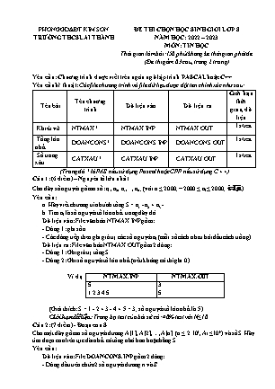 Đề thi chọn học sinh giỏi Tin học Lớp 8 - Năm học 2022-2023 - Trường THCS Lai Thành (Có hướng dẫn chấm)