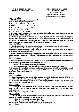 Đề thi học sinh giỏi Hóa học Lớp 8 - Năm học 2022-2023 - Trường THCS Lai Thành (Có đáp án)