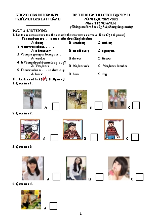 Đề thi kiểm tra cuối học kì 2 Tiếng Anh Lớp 6 - Năm học 2022-2023 - Trường THCS Lai Thành (Có file nghe, ma trận và đáp án)