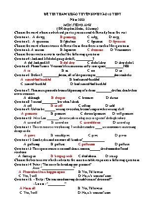 Đề thi tham khảo tuyển sinh vào Lớp 10 THPT môn Tiếng Anh - Test 2 - Năm học 2022-2023 (Có đáp án)