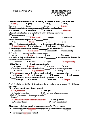 Đề thi tham khảo vào Lớp 10 THPT môn Tiếng Anh - Năm học 2022-2023 - Trường THCS Văn Phương (Có đáp án)