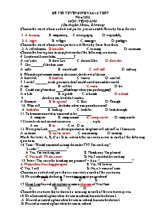Đề thi tuyển sinh vào Lớp 10 THPT môn Tiếng Anh - Năm học 2022-2023 - Trường THCS Thị trấn Nho Quan (Có đáp án)